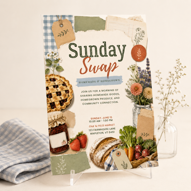 Sunday Swap Farmers Market Invitation Template L154