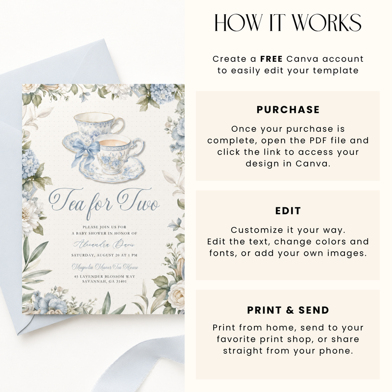 Tea for Two Baby Shower Invitation L150