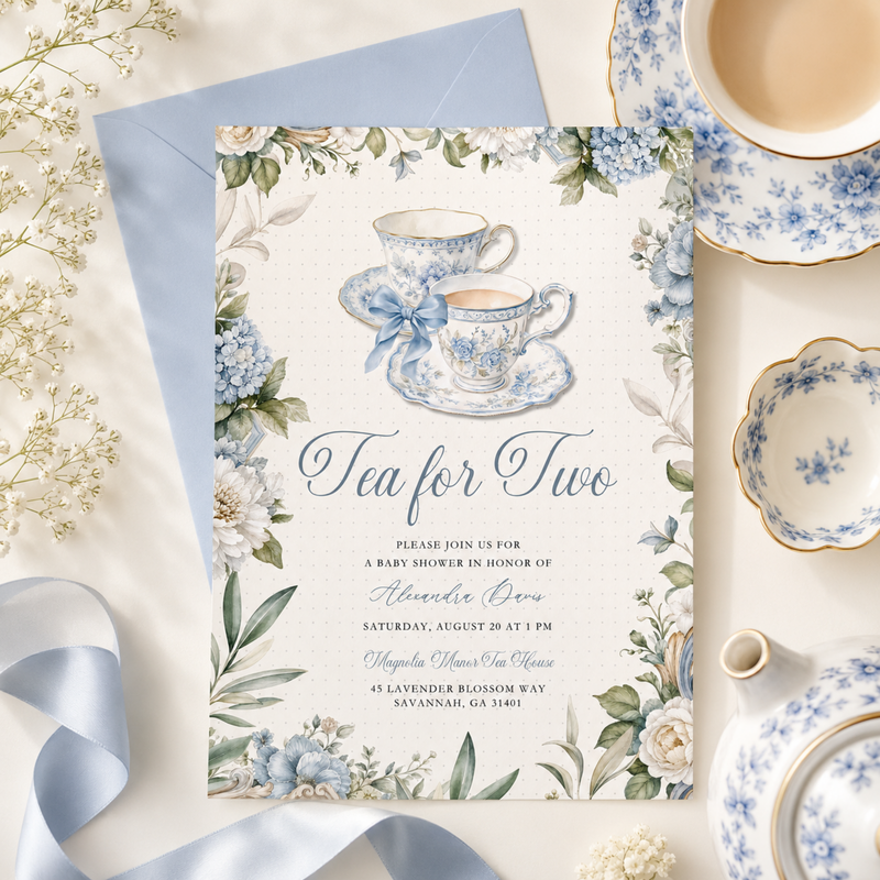 Tea for Two Baby Shower Invitation L150