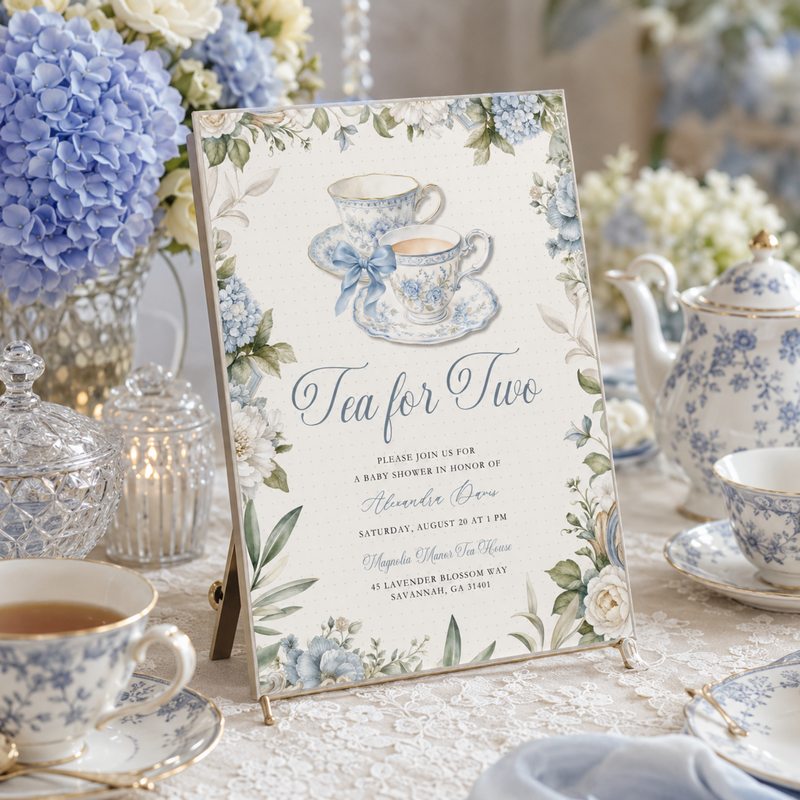Tea for Two Baby Shower Invitation L150