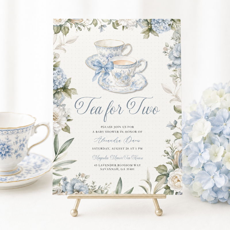 Tea for Two Baby Shower Invitation L150