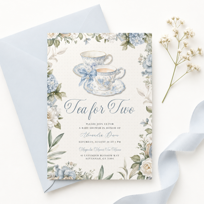 Tea for Two Baby Shower Invitation L150