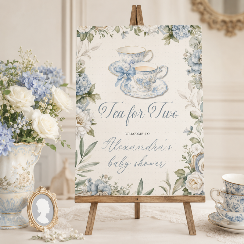 Tea for Two Baby Shower Welcome Sign L150