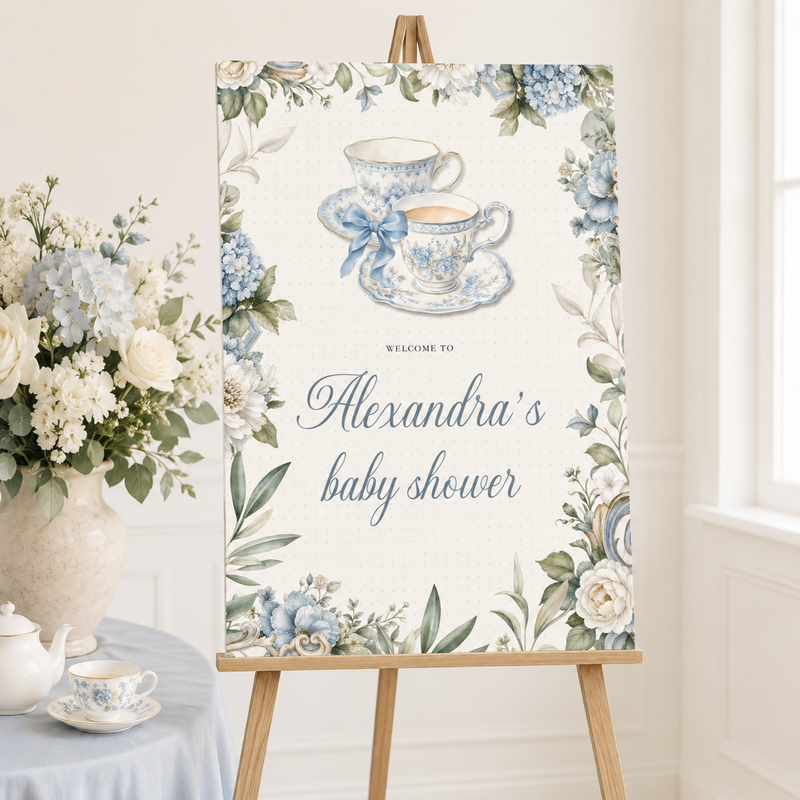 Tea for Two Baby Shower Welcome Sign L150