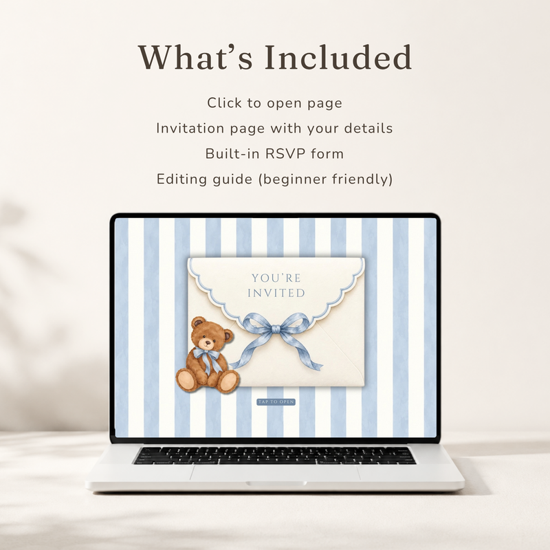Teddy Bear Baby Shower Website Invitation with RSVP BS342