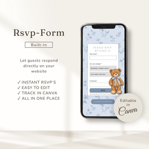 Teddy Bear Baby Shower Website Invitation with RSVP BS342