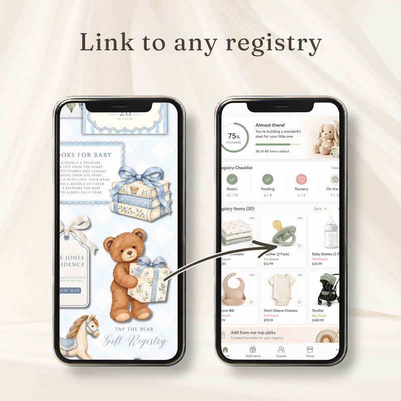 Teddy Bear Baby Shower Website Invitation with RSVP BS342
