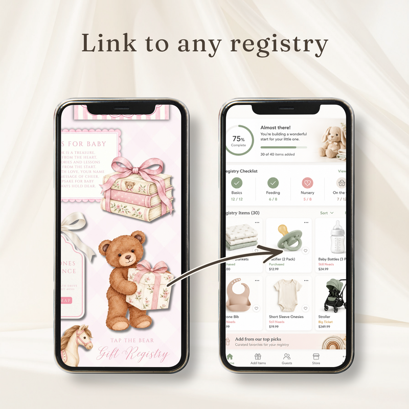 Teddy Bear Girl Baby Shower Website Invitation with RSVP BS342