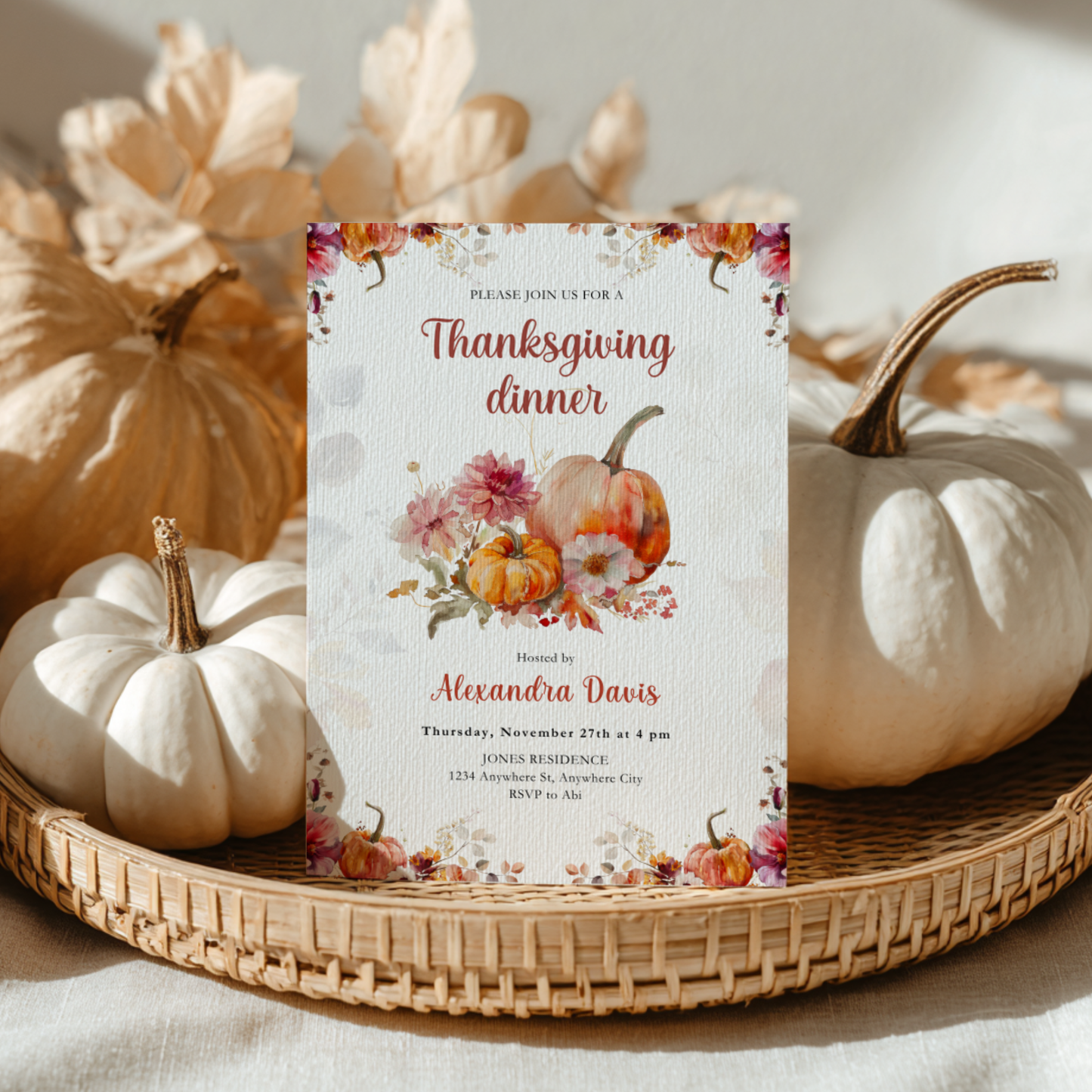 Editable Thanksgiving Dinner Invitation Template L36