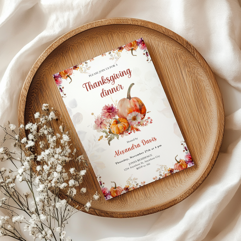 Editable Thanksgiving Dinner Invitation Template L36