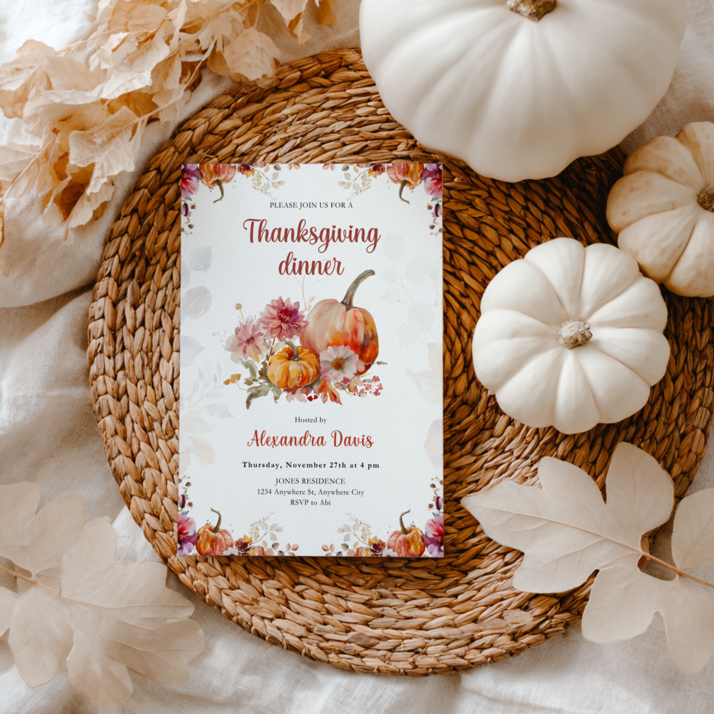 Editable Thanksgiving Dinner Invitation Template L36