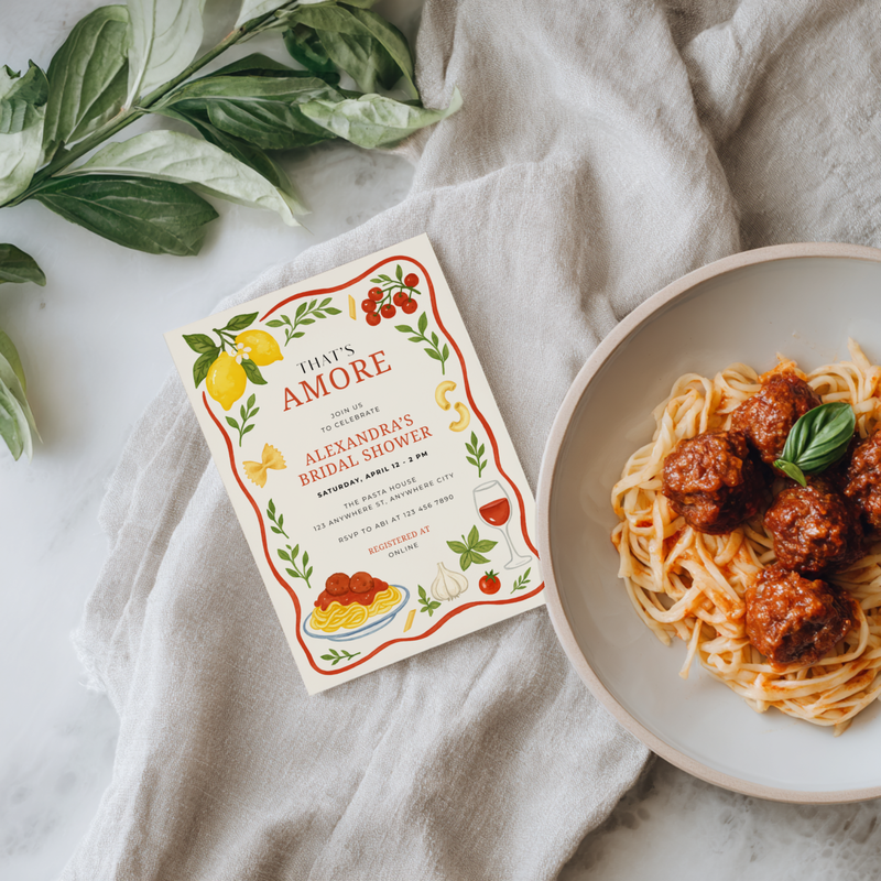 That's Amore Italian Food Themed Bridal Shower Invitation L79