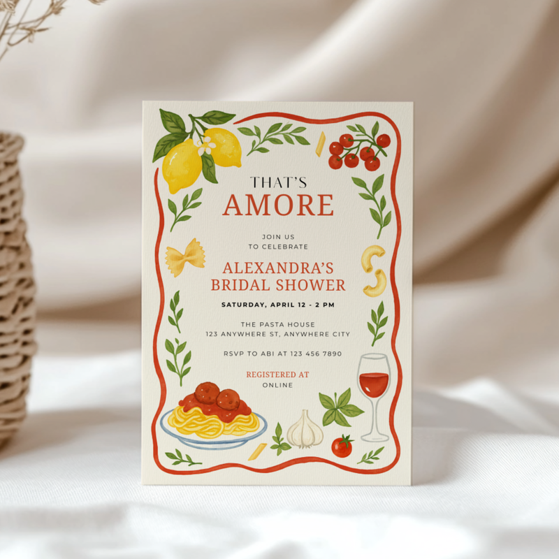 That's Amore Italian Food Themed Bridal Shower Invitation L79