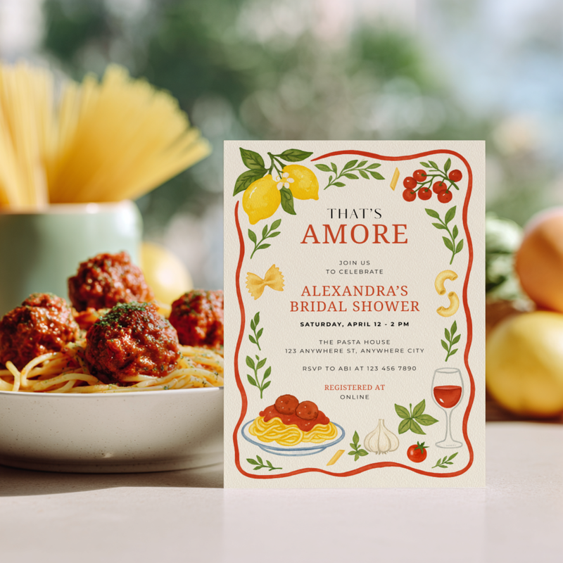 That's Amore Italian Food Themed Bridal Shower Invitation L79