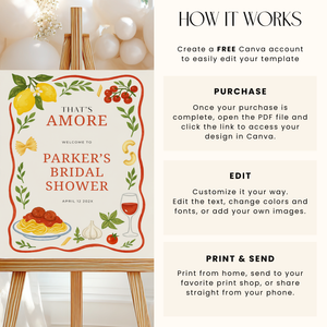 That's Amore Italian Themed Bridal Shower Welcome Sign L79