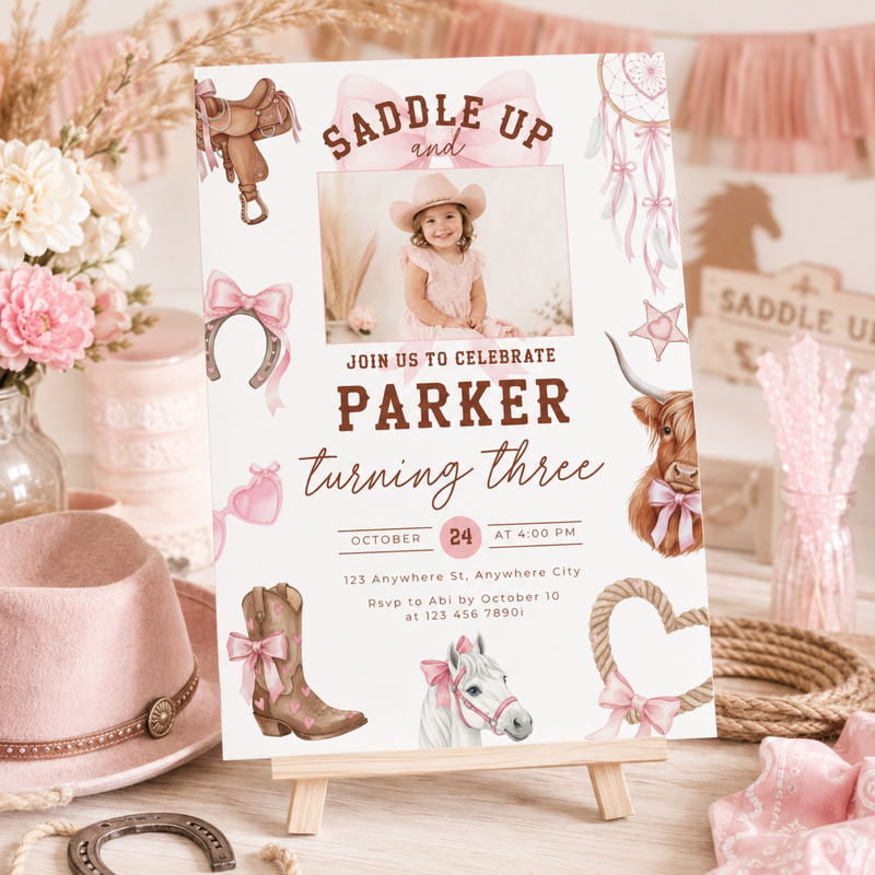 Third Rodeo Birthday Invitation with Photo Template L75