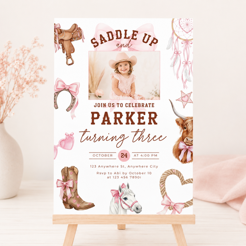 Third Rodeo Birthday Invitation with Photo Template L75