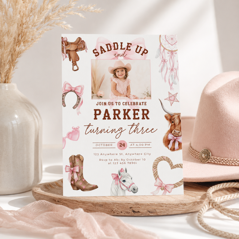 Third Rodeo Birthday Invitation with Photo Template L75