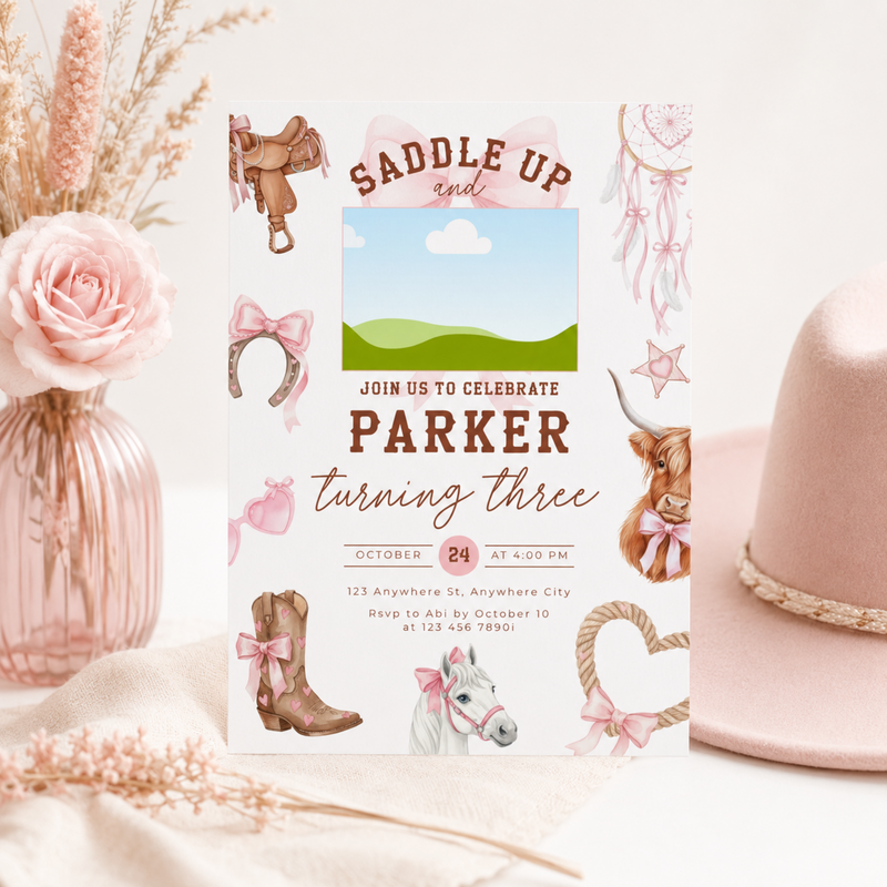 Third Rodeo Birthday Invitation with Photo Template L75