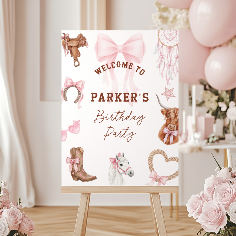 Third Rodeo Girl Birthday Welcome Sign L75