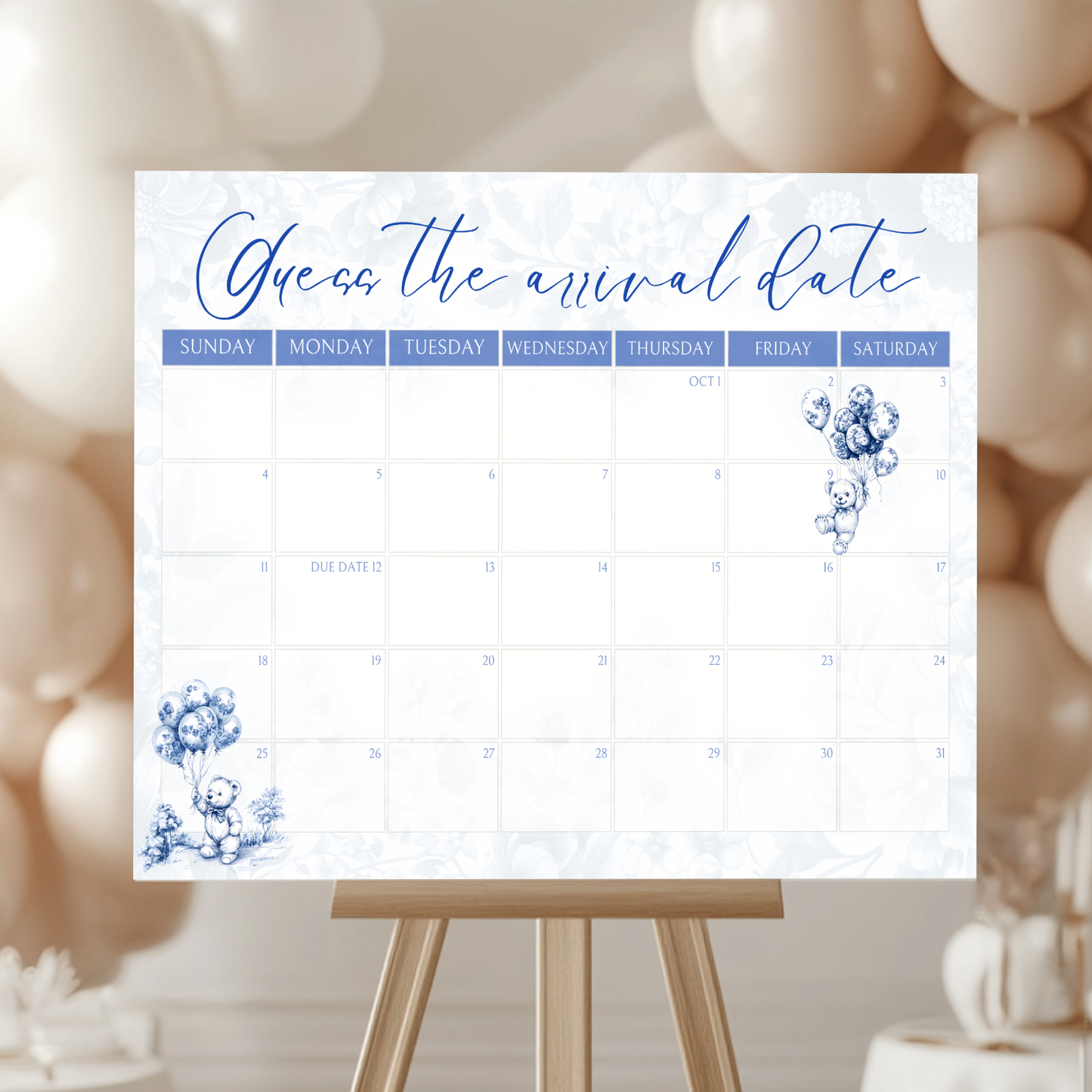 Baby Shower Mega Bundle - Blue Bearly Wait Toile de Jouy BS35