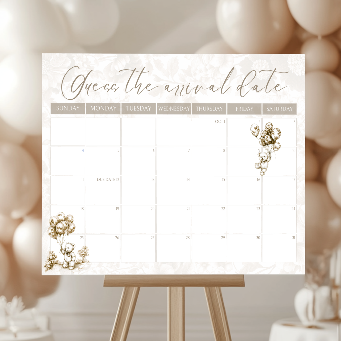 Baby Shower Mega Bundle - Beige Bearly Wait Toile de Jouy BS36