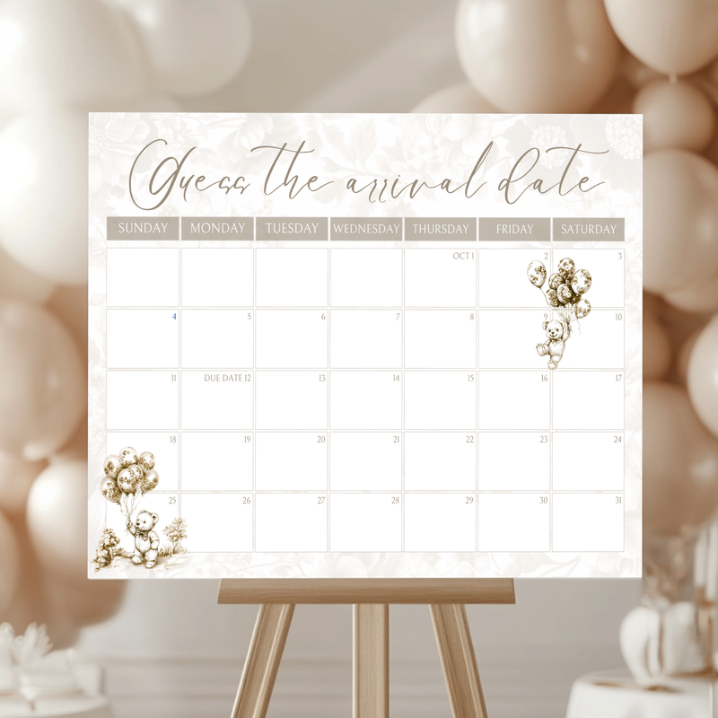 Baby Shower Mega Bundle - Beige Bearly Wait Toile de Jouy BS36