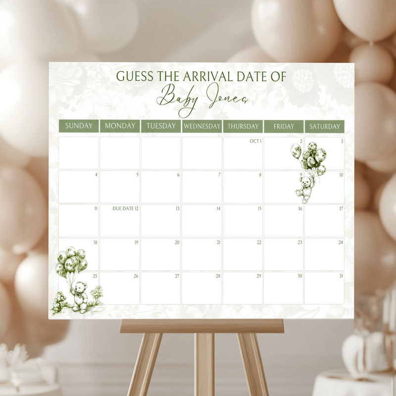 Baby Shower Mega Bundle - Green Bearly Wait Toile de Jouy BS38