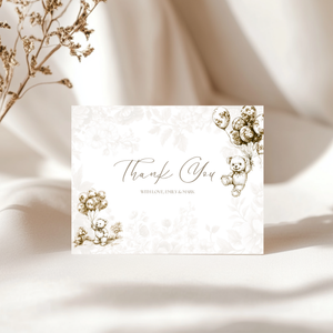 Baby Shower Invitation Bundle - Beige Bearly Wait Toile de Jouy BS36