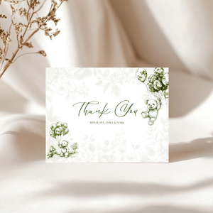 Baby Shower Invitation Bundle - Green Bearly Wait Toile de Jouy BS38