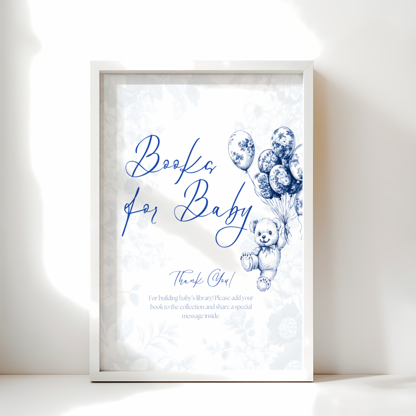 Baby Shower Table Sign Bundle - Blue Bearly Wait Toile de Jouy BS35