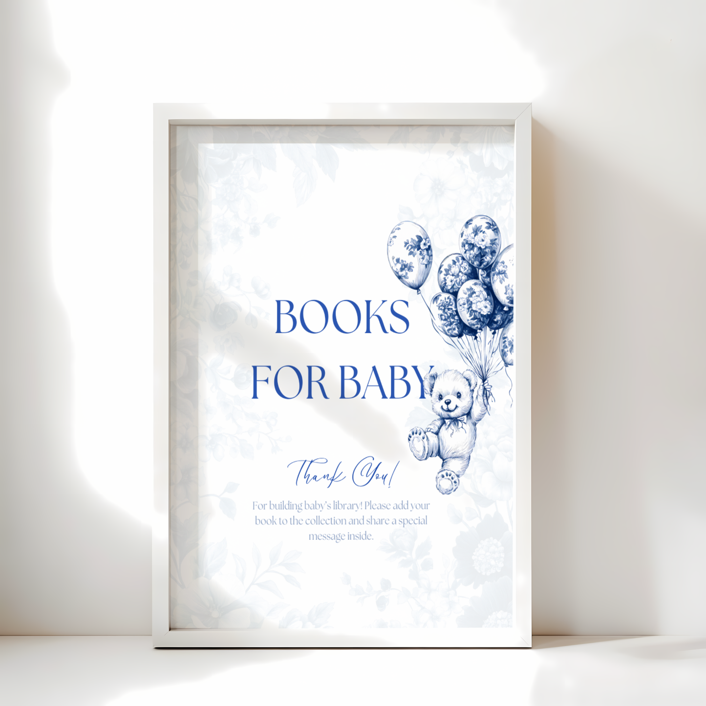 Baby Shower Table Sign Bundle - Blue Bearly Wait Toile de Jouy BS35