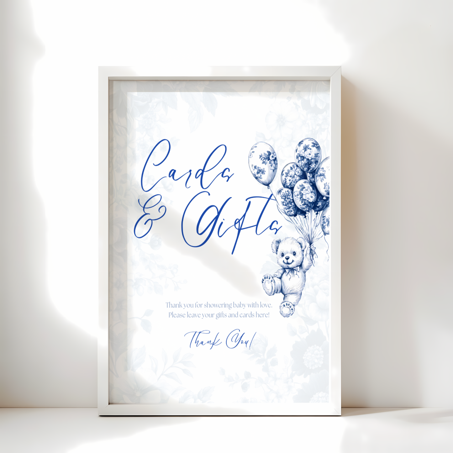 Baby Shower Table Sign Bundle - Blue Bearly Wait Toile de Jouy BS35