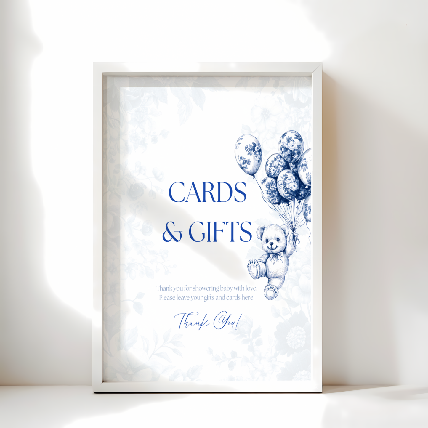 Baby Shower Table Sign Bundle - Blue Bearly Wait Toile de Jouy BS35