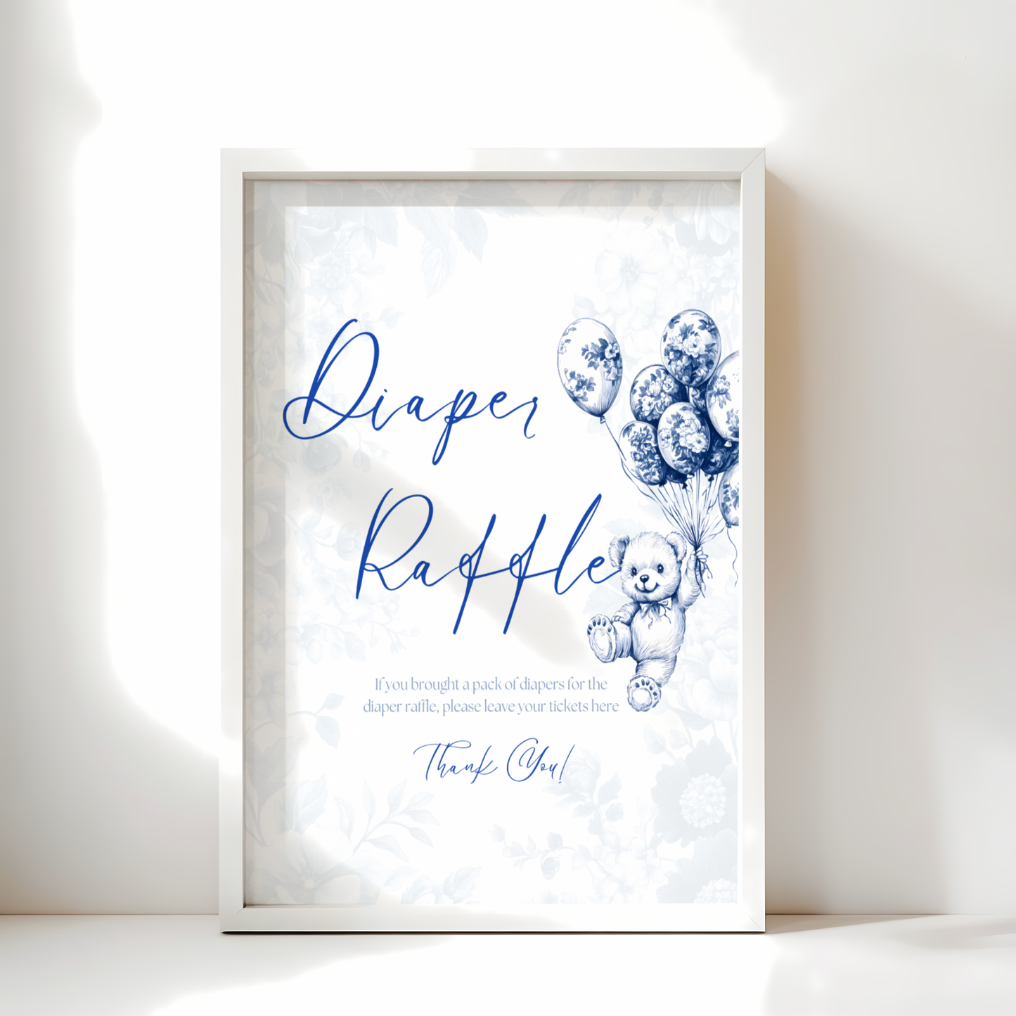 Baby Shower Table Sign Bundle - Blue Bearly Wait Toile de Jouy BS35