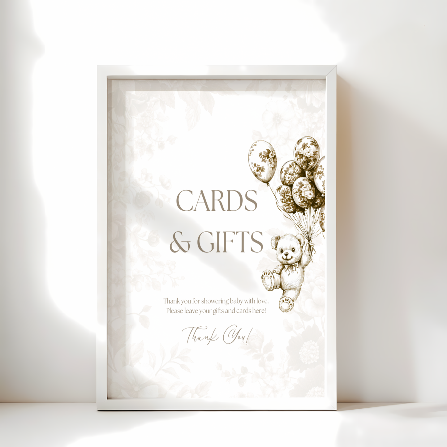 Baby Shower Table Sign Bundle - Beige Bearly Wait Toile de Jouy BS36