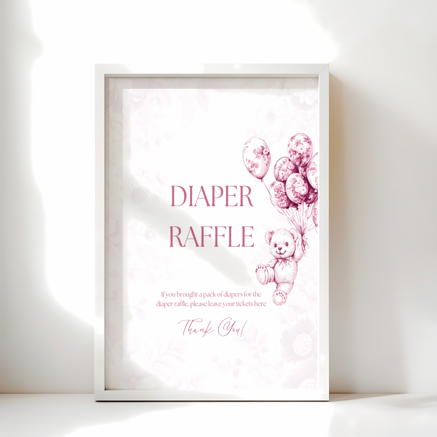 Baby Shower Table Sign Bundle - Pink Bearly Wait Toile de Jouy BS37