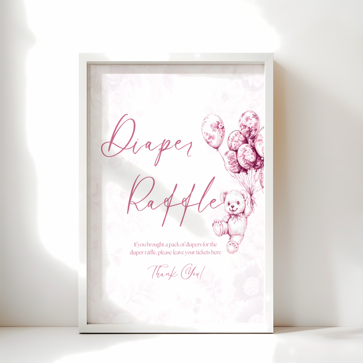 Baby Shower Table Sign Bundle - Pink Bearly Wait Toile de Jouy BS37