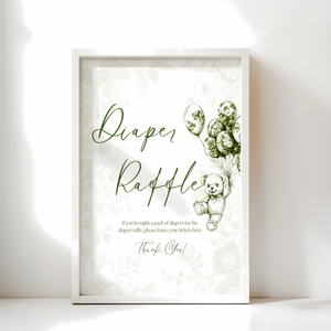 Baby Shower Table Sign Bundle - Green Bearly Wait Toile de Jouy BS38