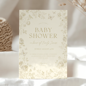 Elegant Butter Yellow Baby Shower Invitation BS187