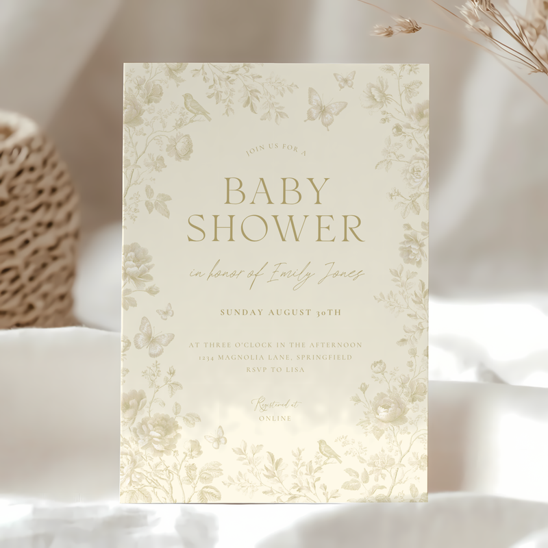 Elegant Butter Yellow Baby Shower Invitation BS187