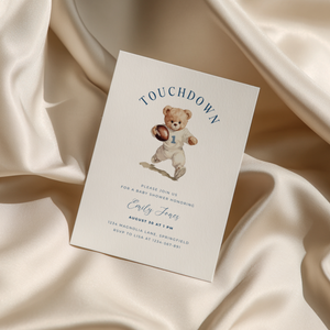Baby Shower Invitation - American Football Sports Bear Touchdown BS221