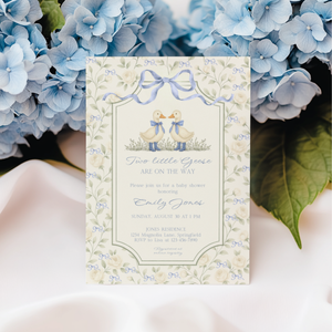 Twin Boys Little Goose Baby Shower Invitation BS285