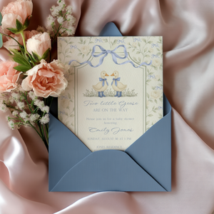 Twin Boys Little Goose Baby Shower Invitation BS285
