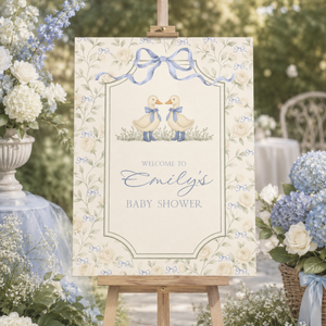 Twin Boys Little Goose Baby Shower Welcome Sign BS285