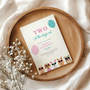 Two Let The Dogs Out 2nd Birthday Invitation Template for Toddler L35
