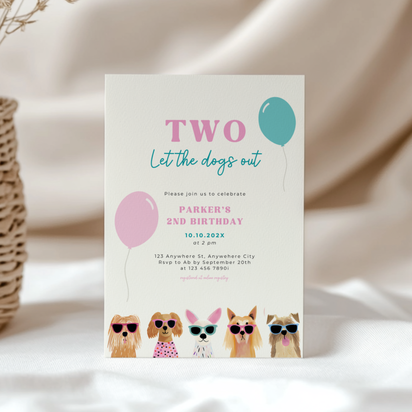 Two Let The Dogs Out 2nd Birthday Invitation Template for Toddler L35