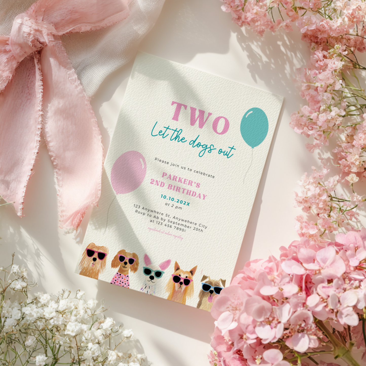 Two Let The Dogs Out 2nd Birthday Invitation Template for Toddler L35