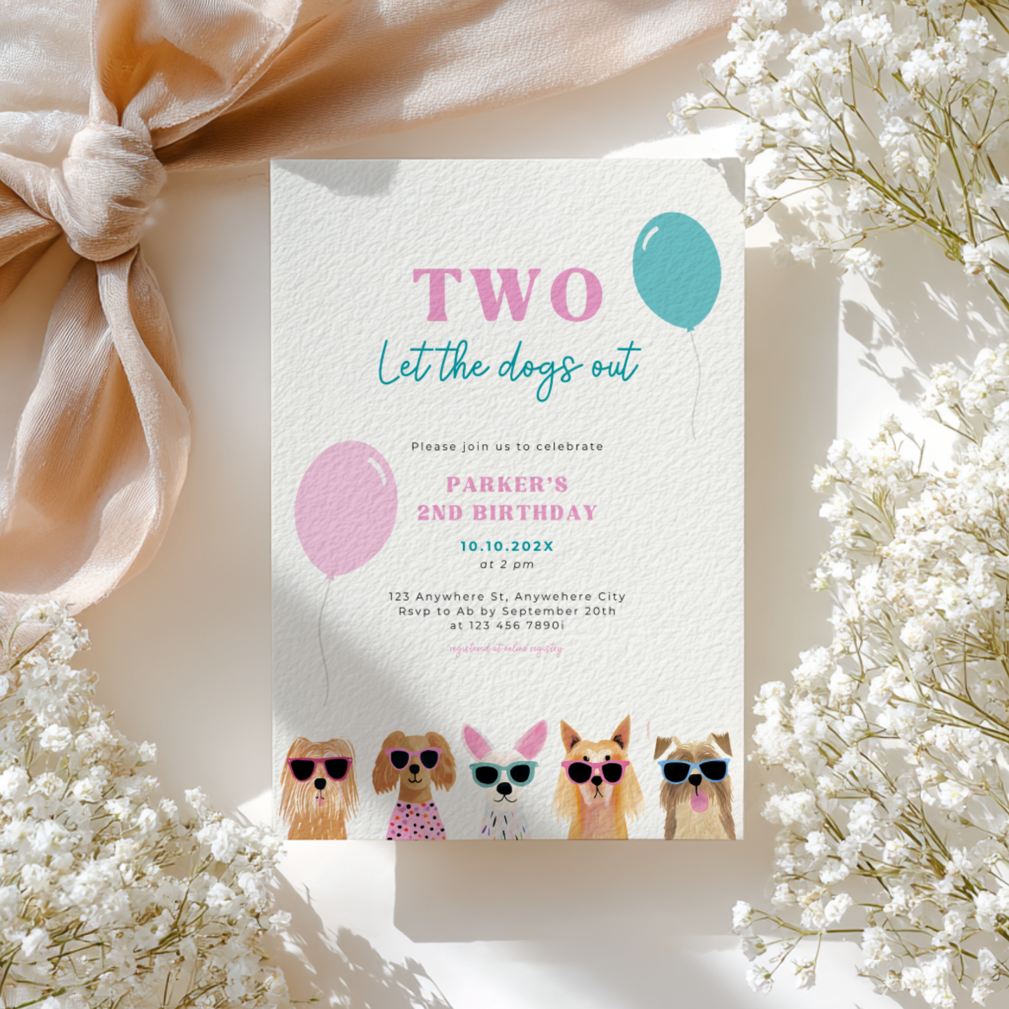 Two Let The Dogs Out 2nd Birthday Invitation Template for Toddler L35