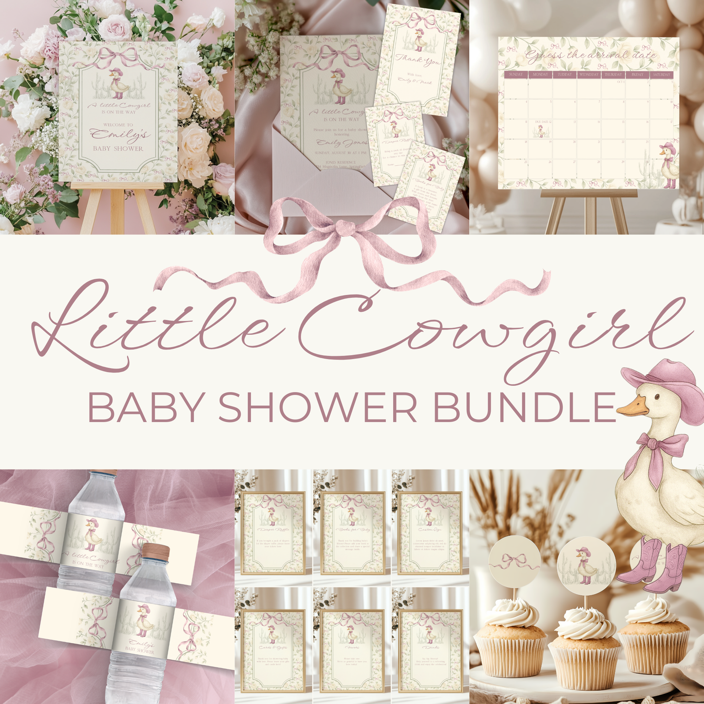 Baby Shower Mega Bundle - Little Cowgirl Silly Goose Vintage Coquette Pink BS150